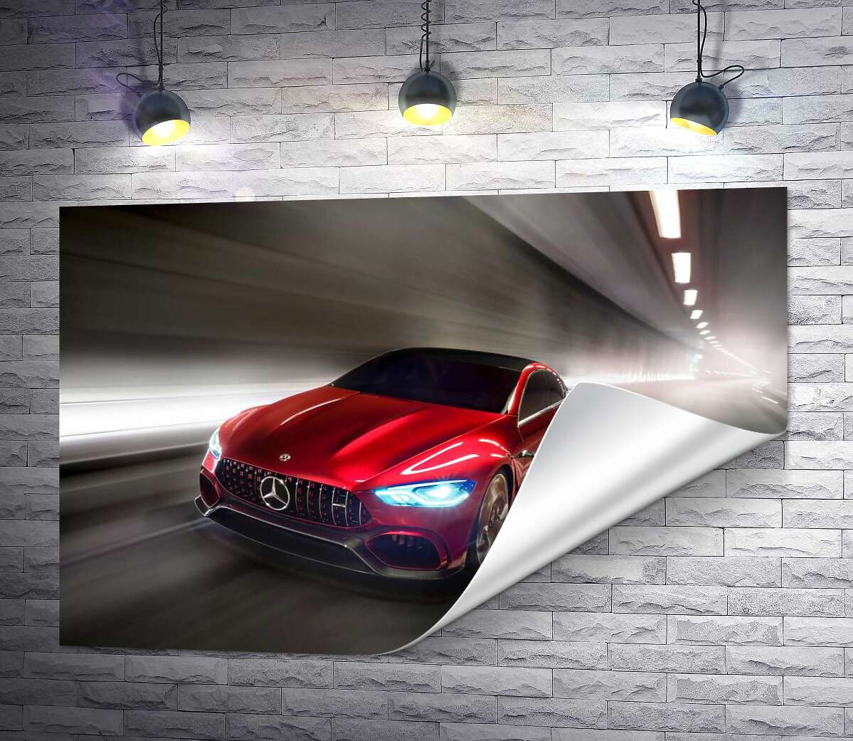 печать Красный автомобиль Mercedes-Benz AMG GT