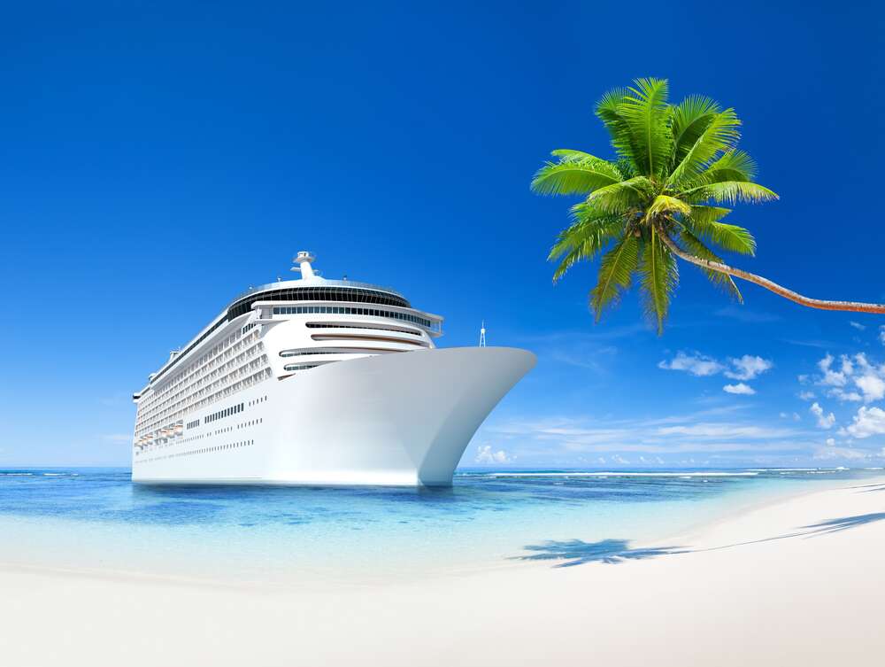 картина-постер Круизный лайнер возле тропического острова