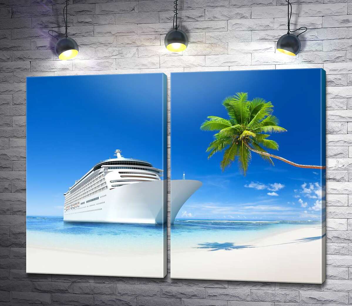 модульная картина Круизный лайнер возле тропического острова