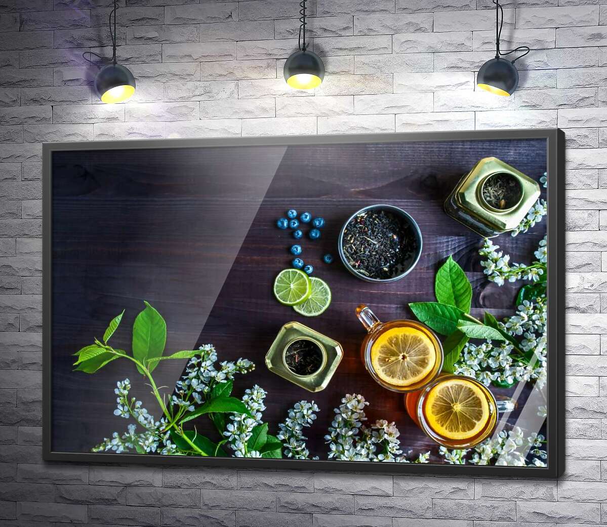 постер Чай з лимоном і квітами черемхи