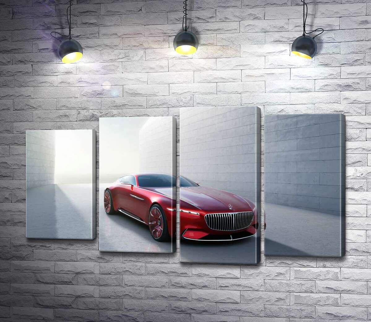 модульная картина Красный автомобиль Mercedes-Maybach Vision 6 (Модуль №3)