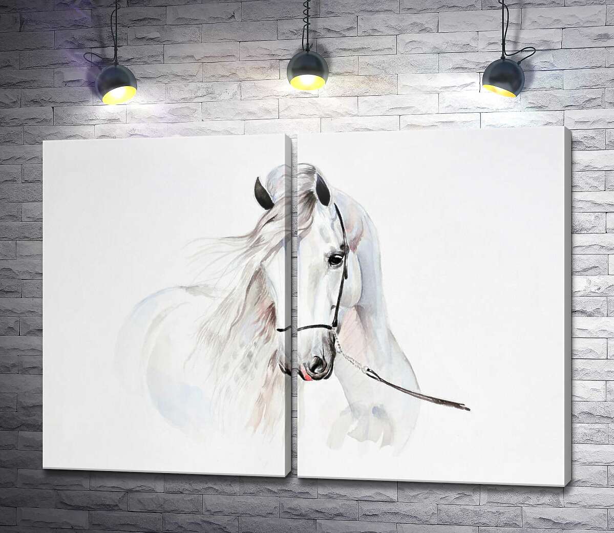 модульна картина Напівпрозорий образ білого коня