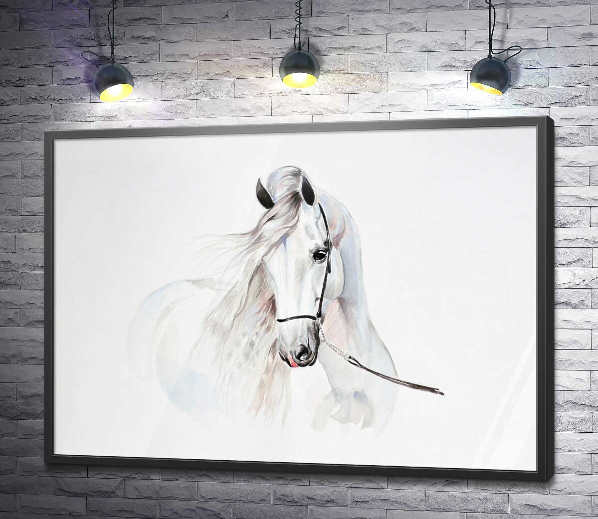 постер Полупрозрачный образ белой лошади