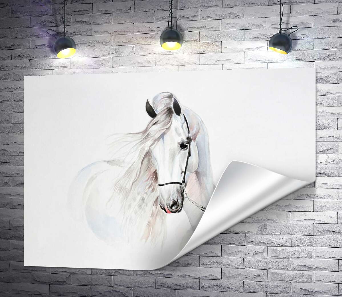 печать Полупрозрачный образ белой лошади