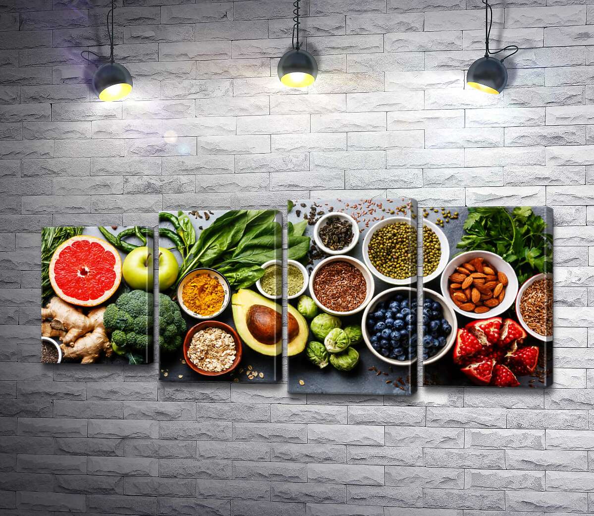 модульная картина Разнообразные полезные продукты (Модуль №3)