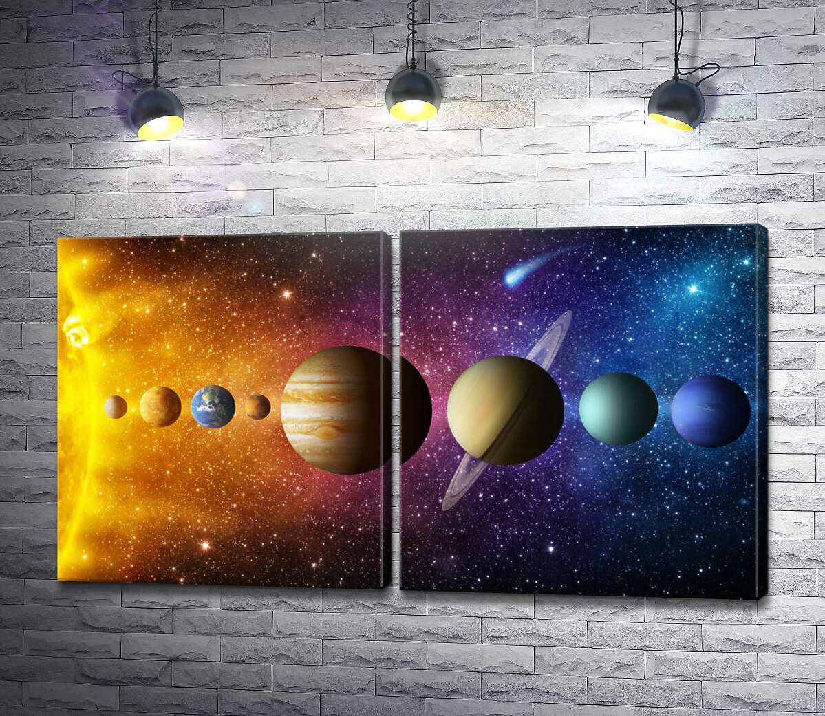 модульная картина Парад планет в Солнечной системе