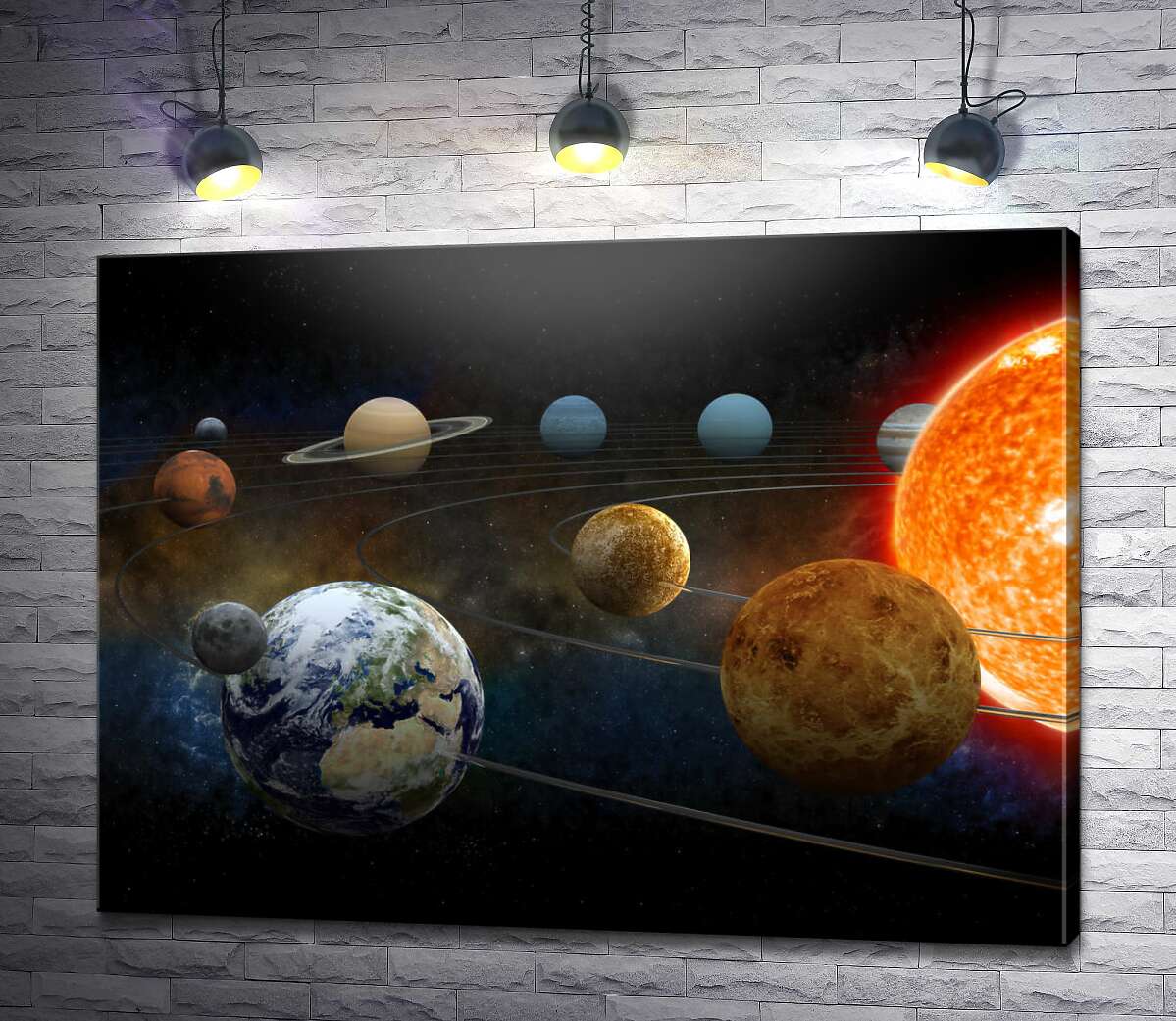 картина Планеты Солнечной системы на орбитах