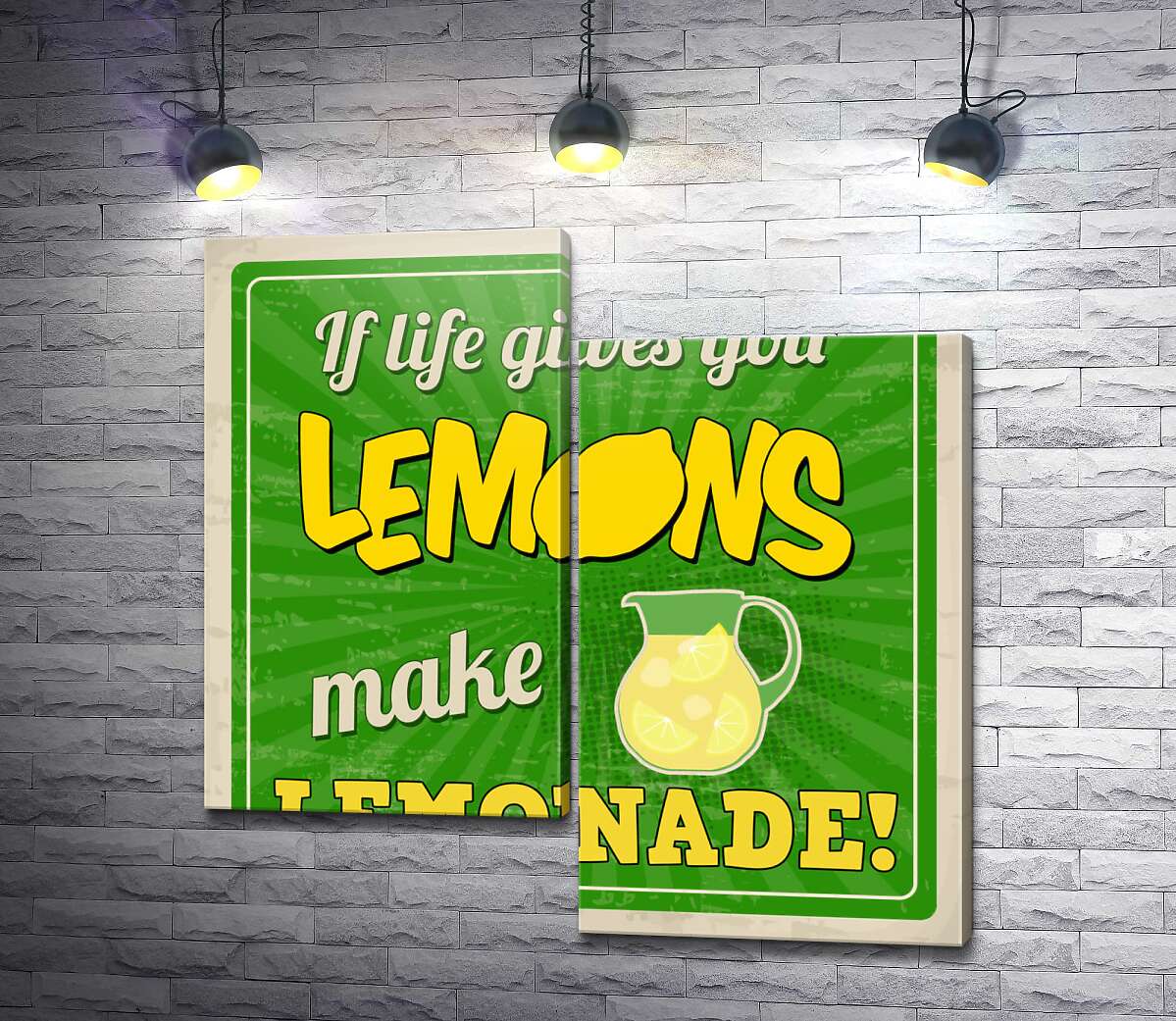 модульная картина Мотивационная надпись: "If life gives you lemons make lemonade!" (Модуль №9)