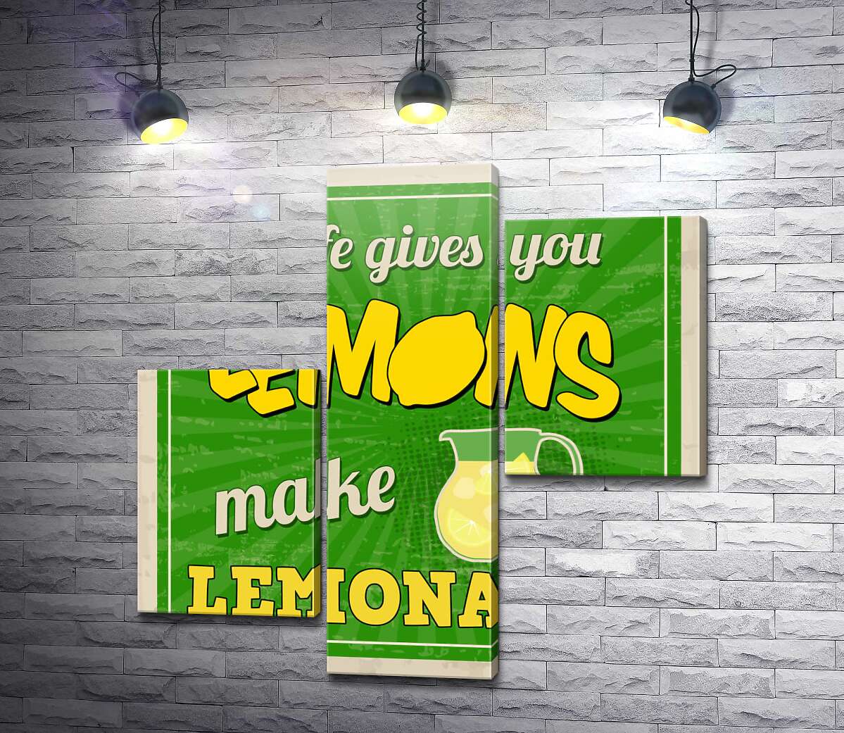 модульная картина Мотивационная надпись: "If life gives you lemons make lemonade!" (Модуль №12)