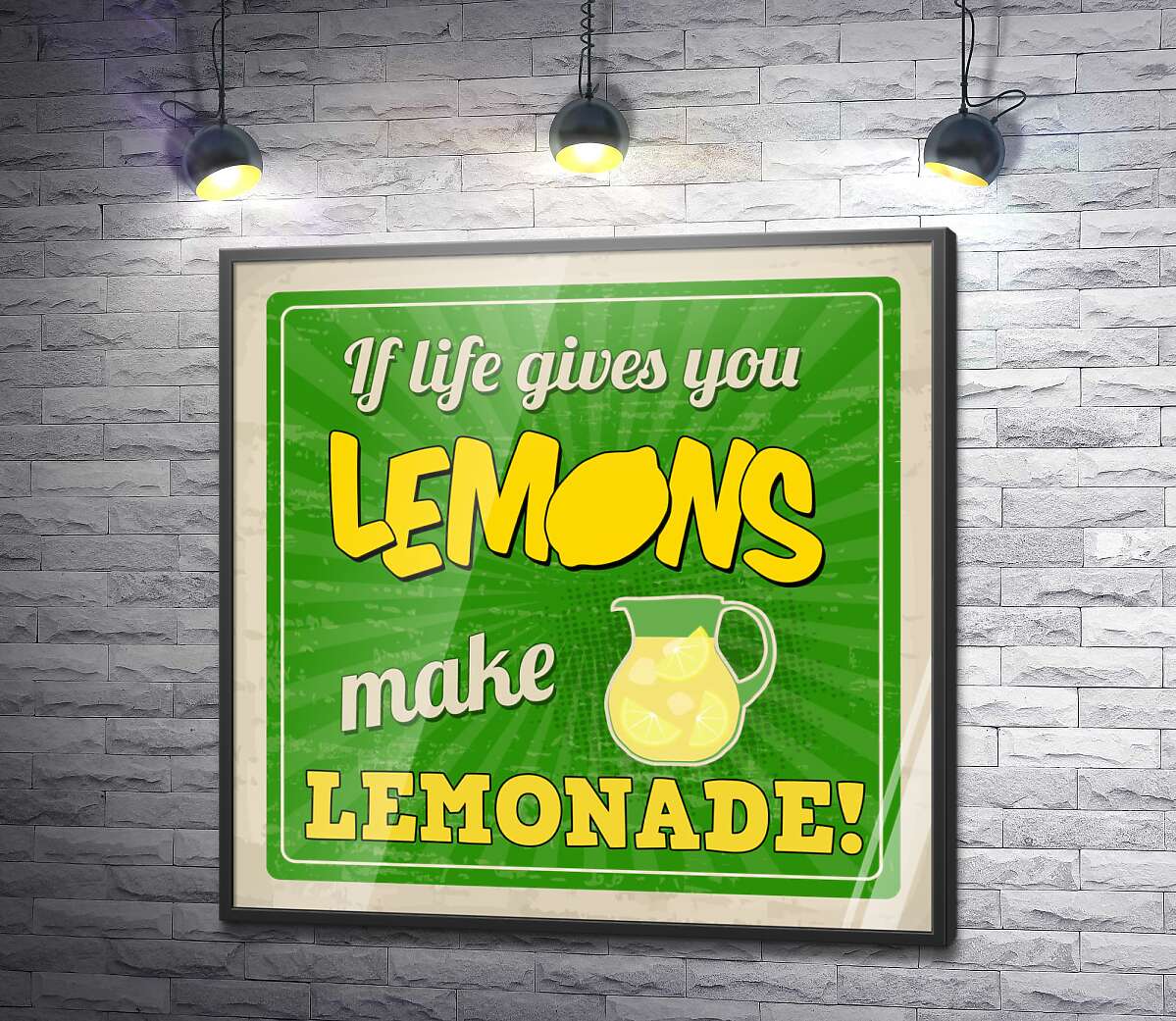 постер Мотивационная надпись: "If life gives you lemons make lemonade!"