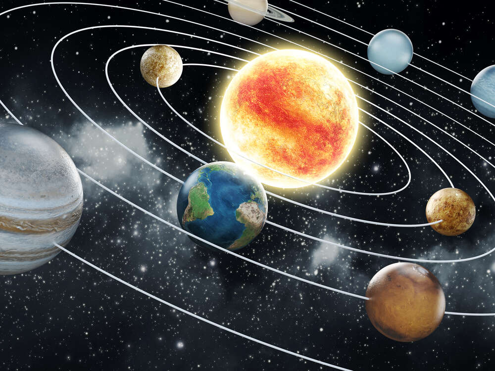 картина-постер Планеты на орбитах вокруг Солнца