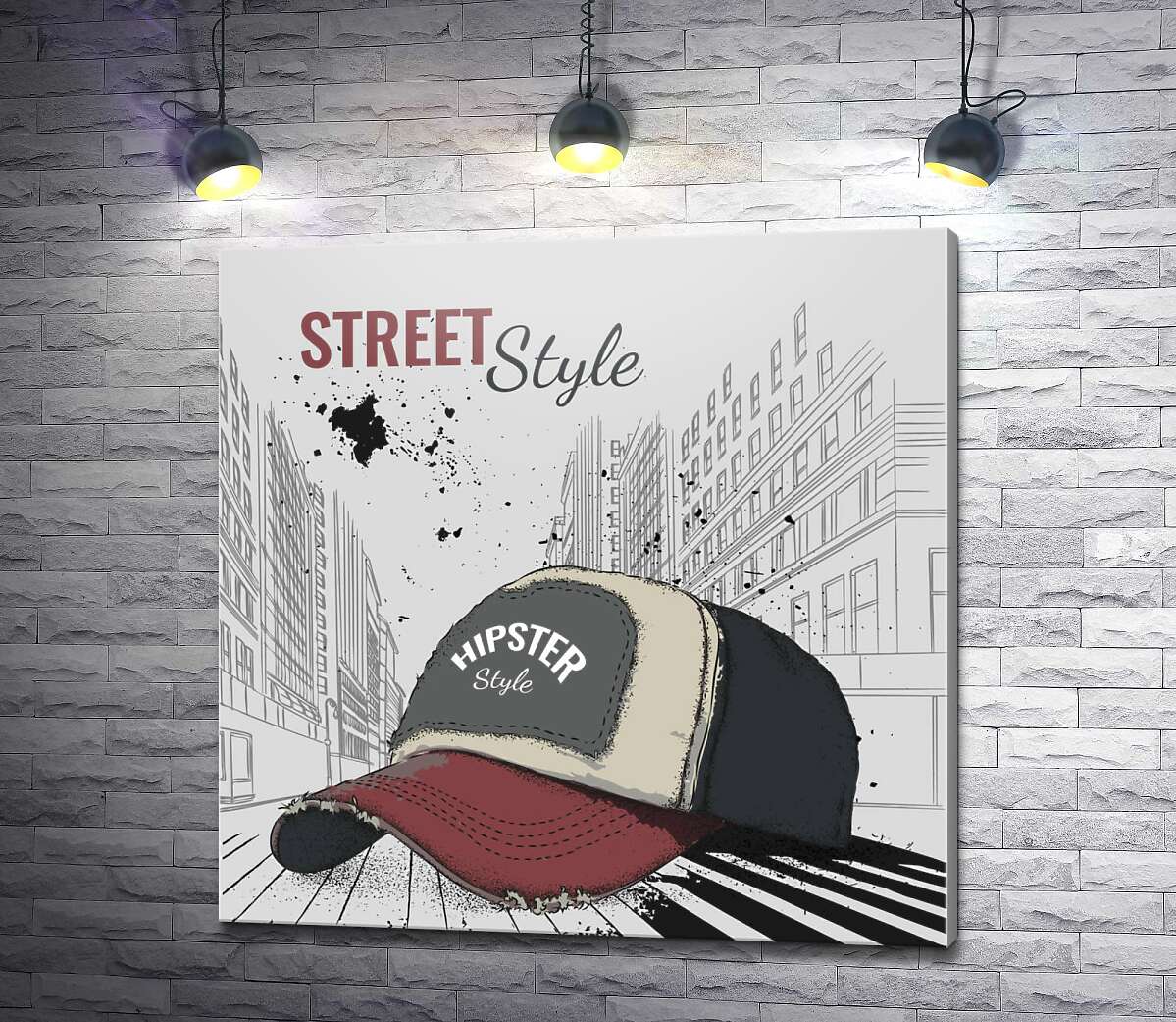 картина Постер з бейсболкою і написом: "Street Style"