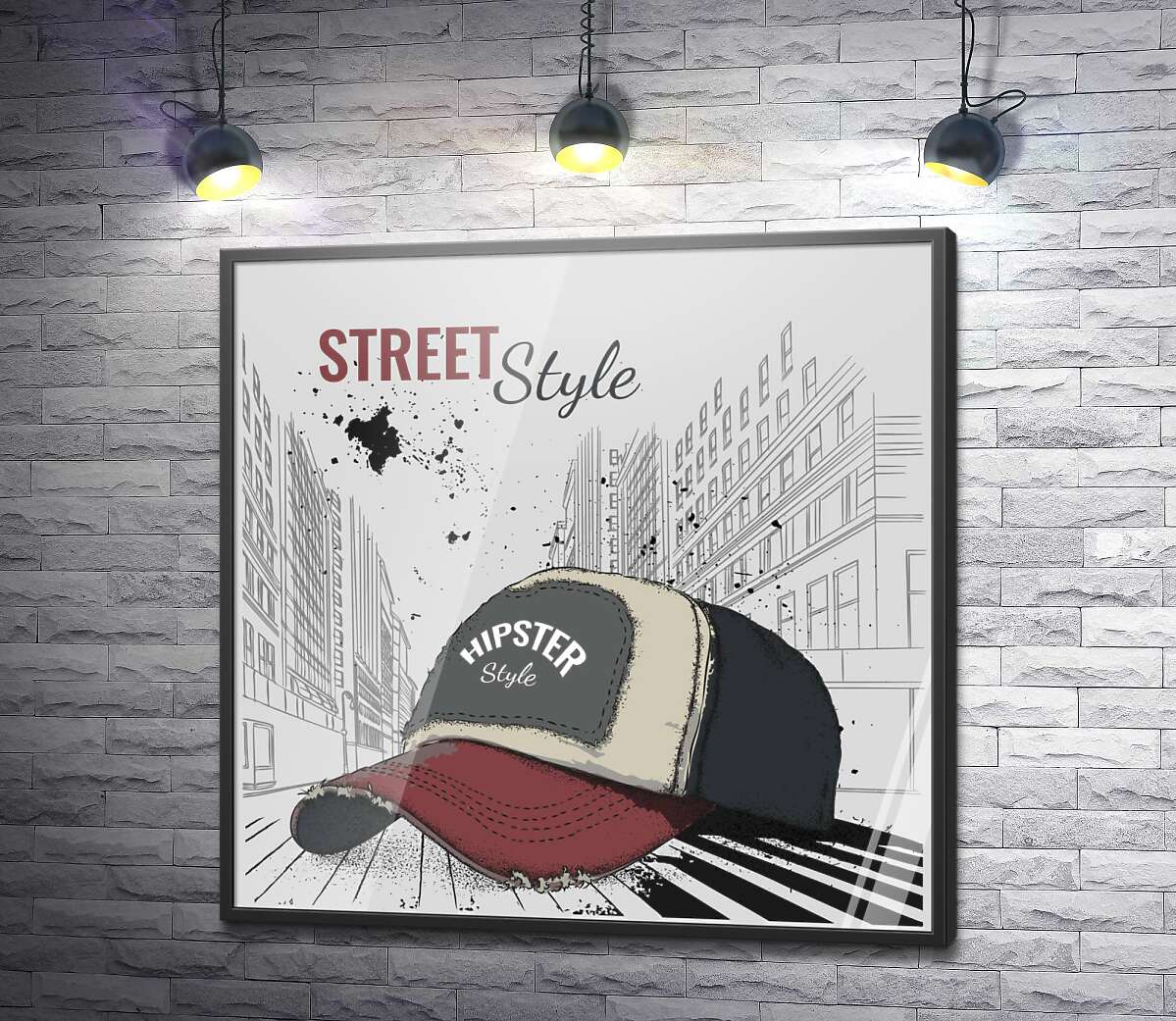 постер Постер з бейсболкою і написом: "Street Style"