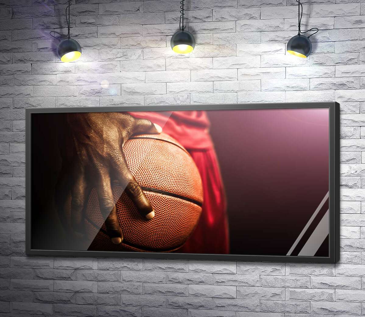 постер Баскетбольний м'яч у великій руці спортсмена