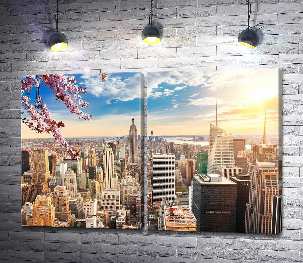 модульная картина Лучи солнца освещают весенний Нью-Йорк