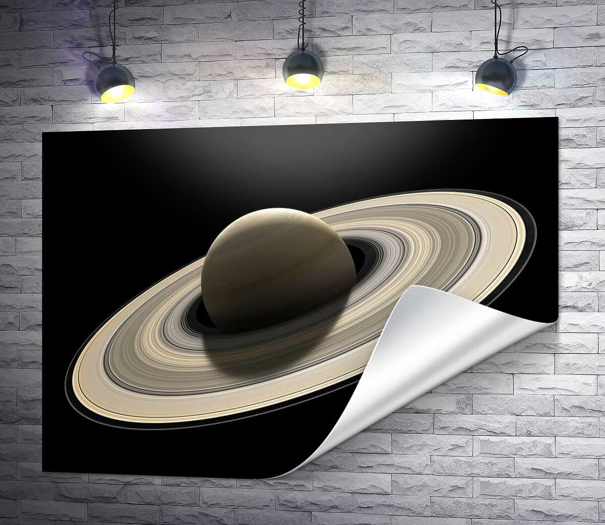 друк Сатурн у крижаних кільцях