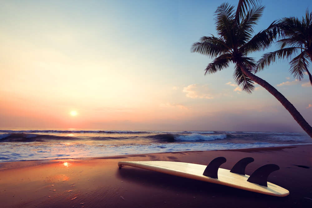картина-постер Тихий захід сонця на тропічному пляжі