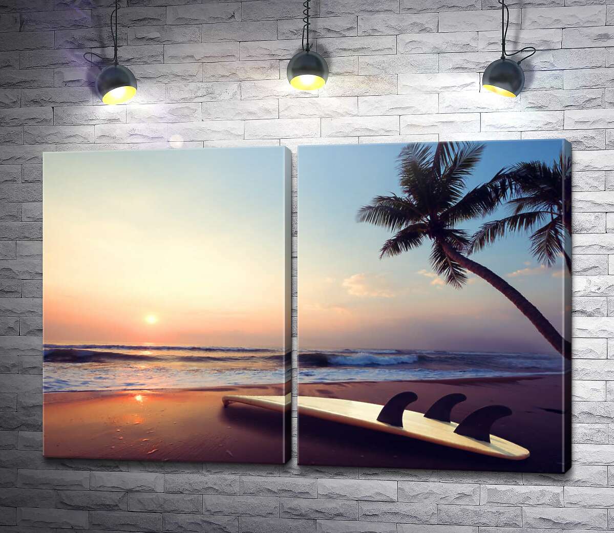 модульна картина Тихий захід сонця на тропічному пляжі