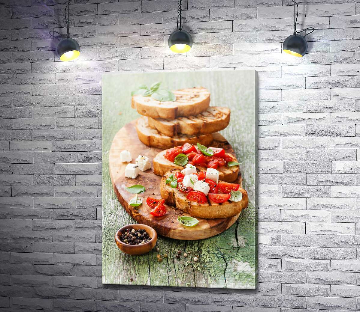 картина Хрусткий смажений хліб з помідорами та сиром