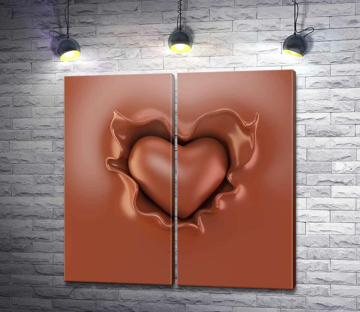 модульная картина Сладкое сердце из мягкого шоколада