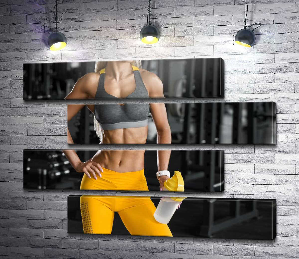 модульна картина Спортивна фігура дівчини на фоні спортклубу (Модуль №23)