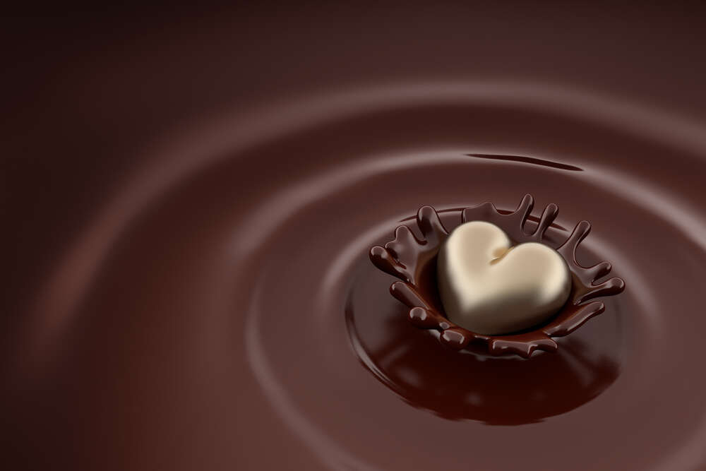 картина-постер Золотое сердце утопает в шоколаде