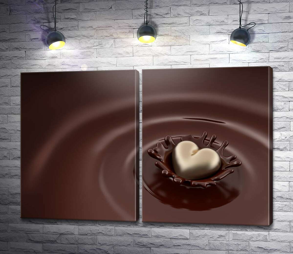 модульная картина Золотое сердце утопает в шоколаде