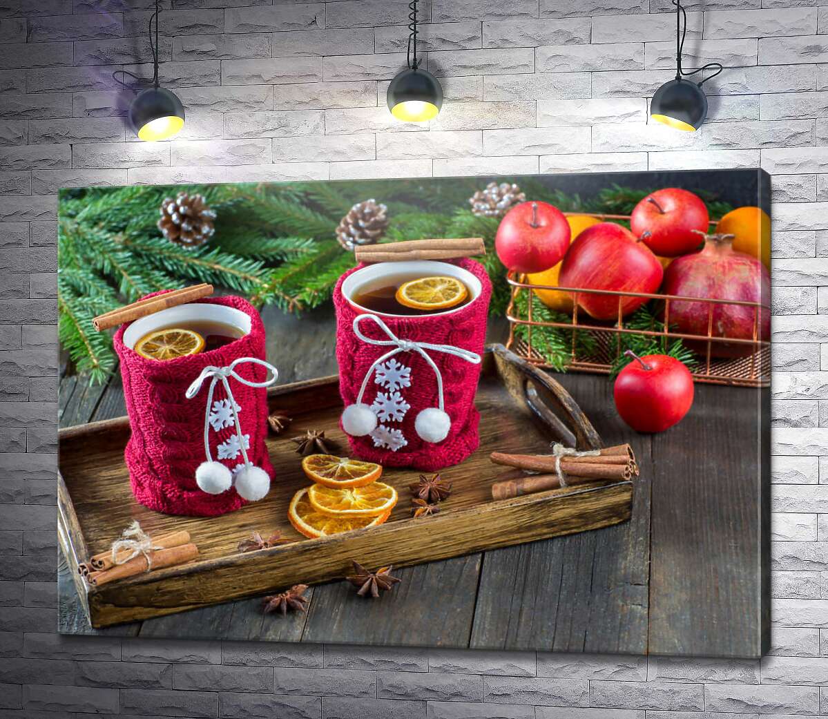 картина Різдвяний пряний чай і свіжі фрукти
