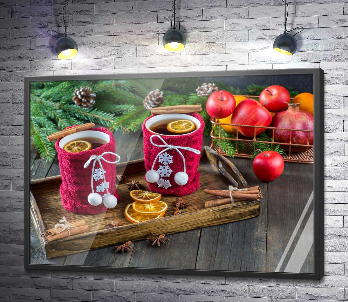 постер Рождественский пряный чай и свежие фрукты