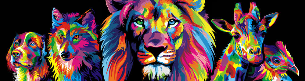 картина-постер Разноцветные портреты животных