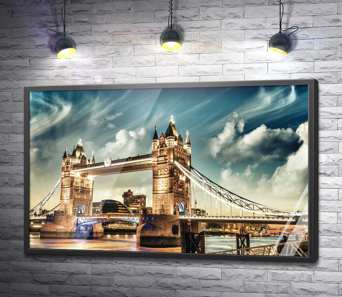 постер Тауэрский мост в Лондоне ночью