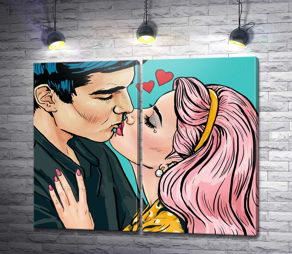 модульна картина Пристрасний поцілунок молодої пари