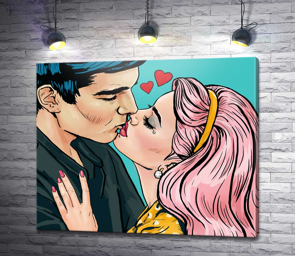 картина Страстный поцелуй молодой пары