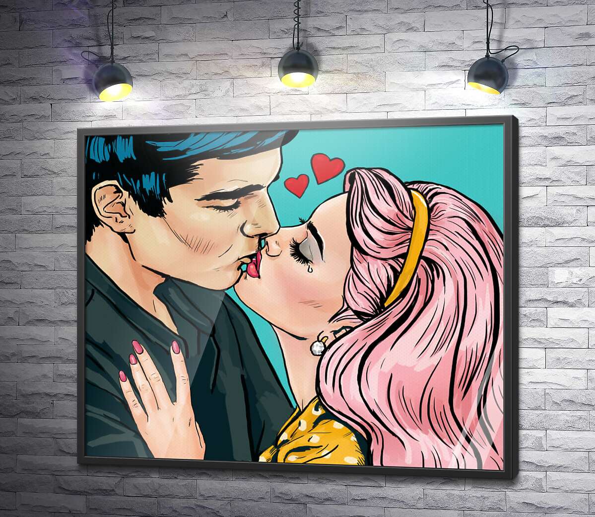 постер Пристрасний поцілунок молодої пари