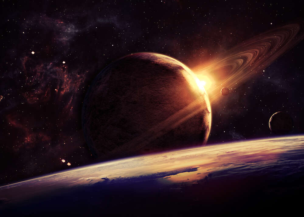 картина-постер Сатурн у глибинах космосу
