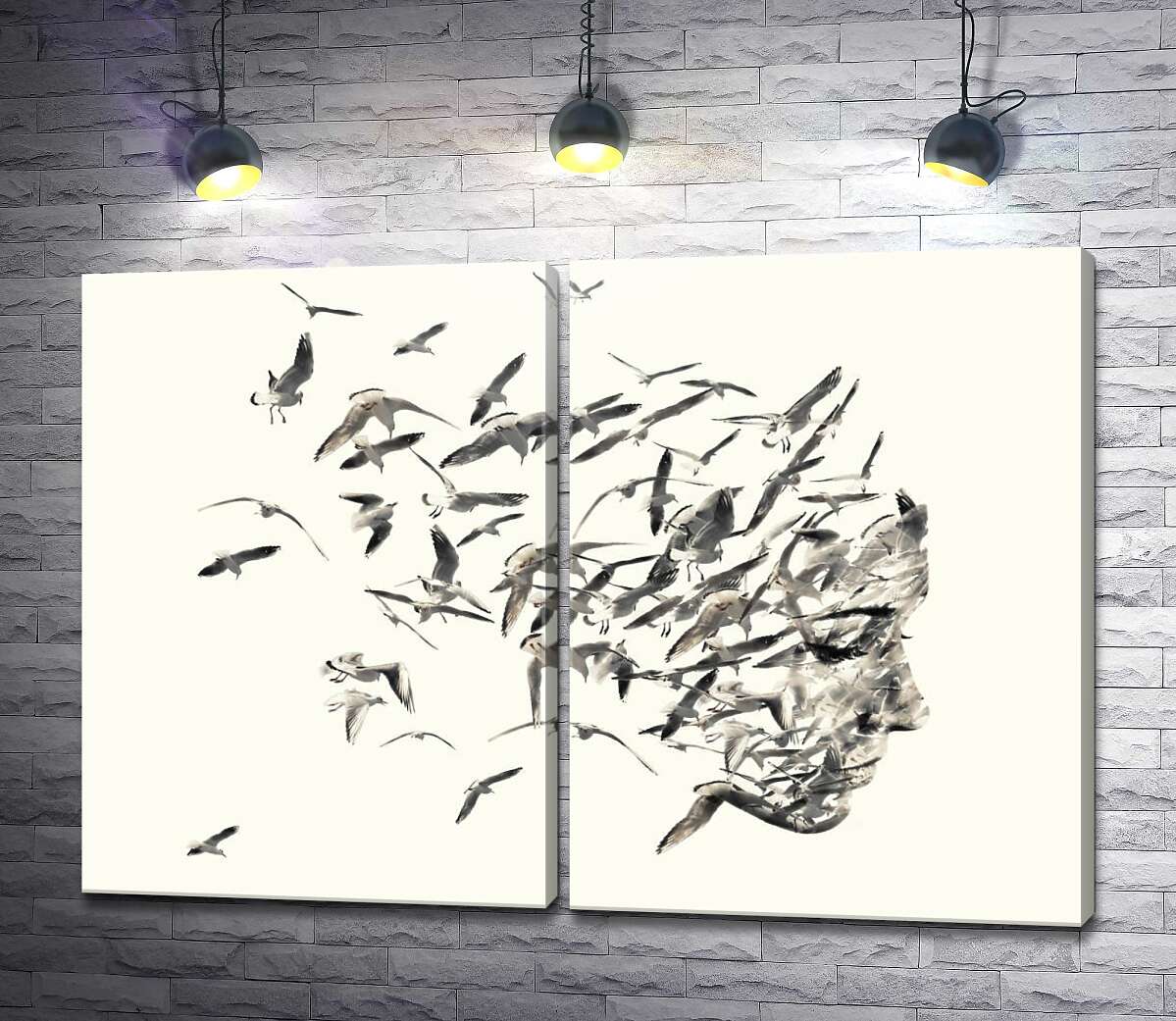 модульна картина Образ дівчини з птахів