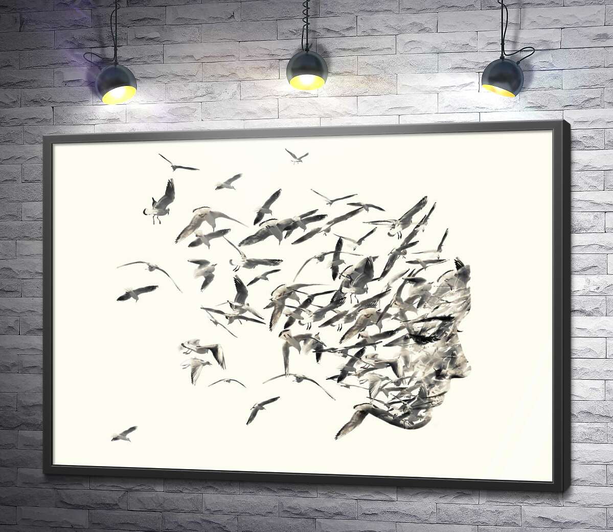 постер Образ девушки из птиц