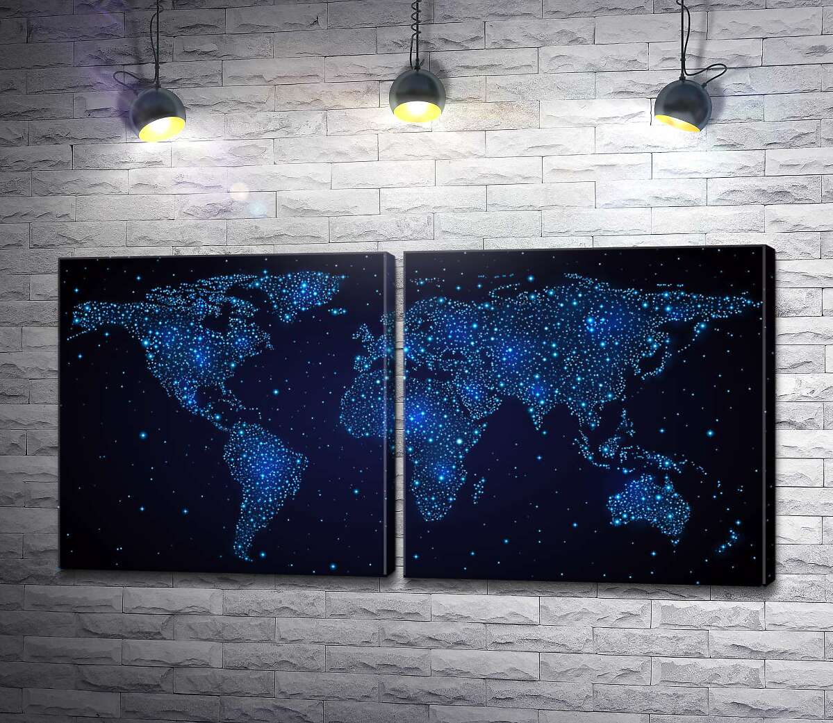 модульна картина Карта світу у неоновому стилі