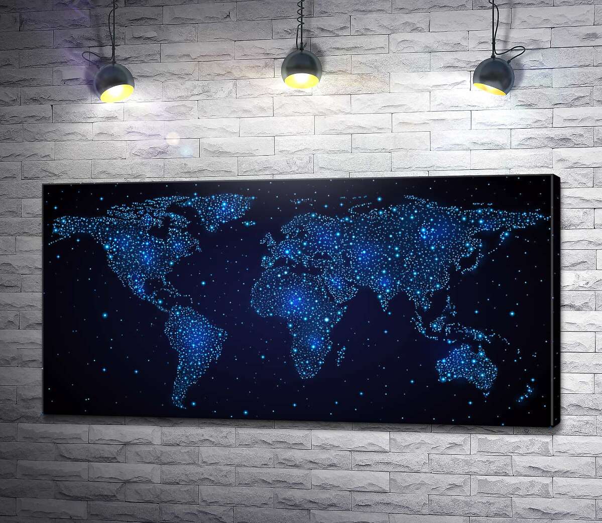 картина Карта мира в неоновом стиле