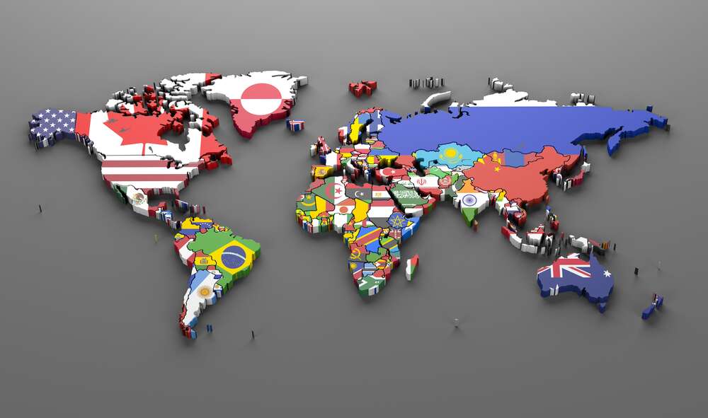 картина-постер Карта мира с флагами государств