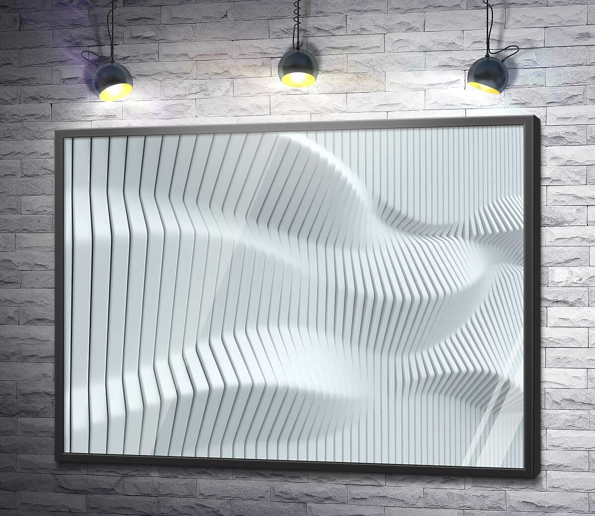 постер Білі абстрактні хвилі