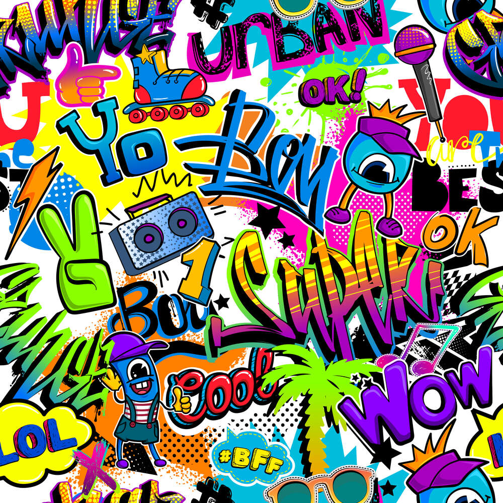 картина-постер Разноцветный граффити мешап
