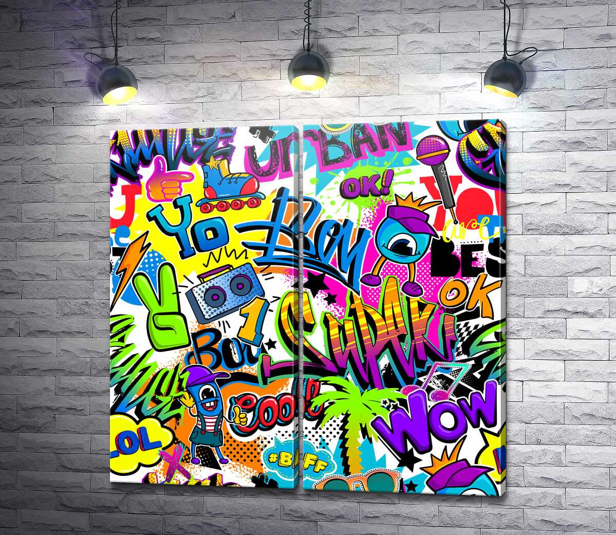 модульная картина Разноцветный граффити мешап
