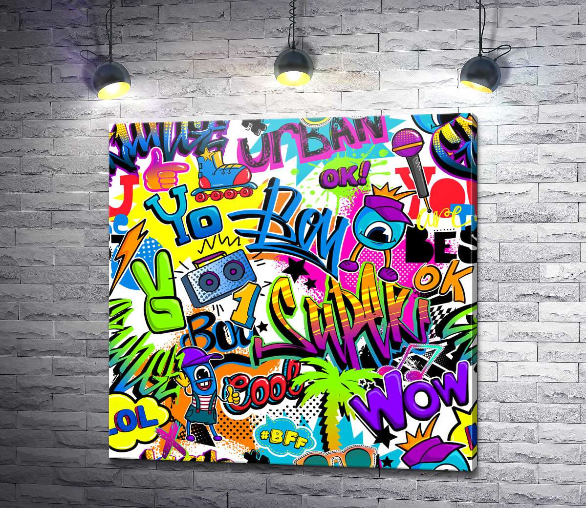 картина Разноцветный граффити мешап