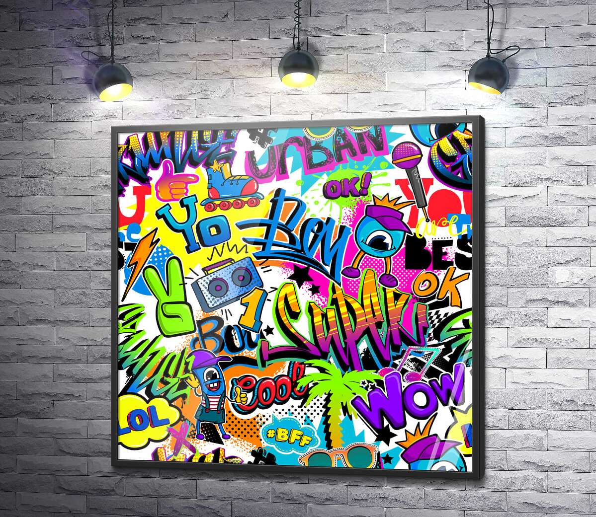 постер Разноцветный граффити мешап