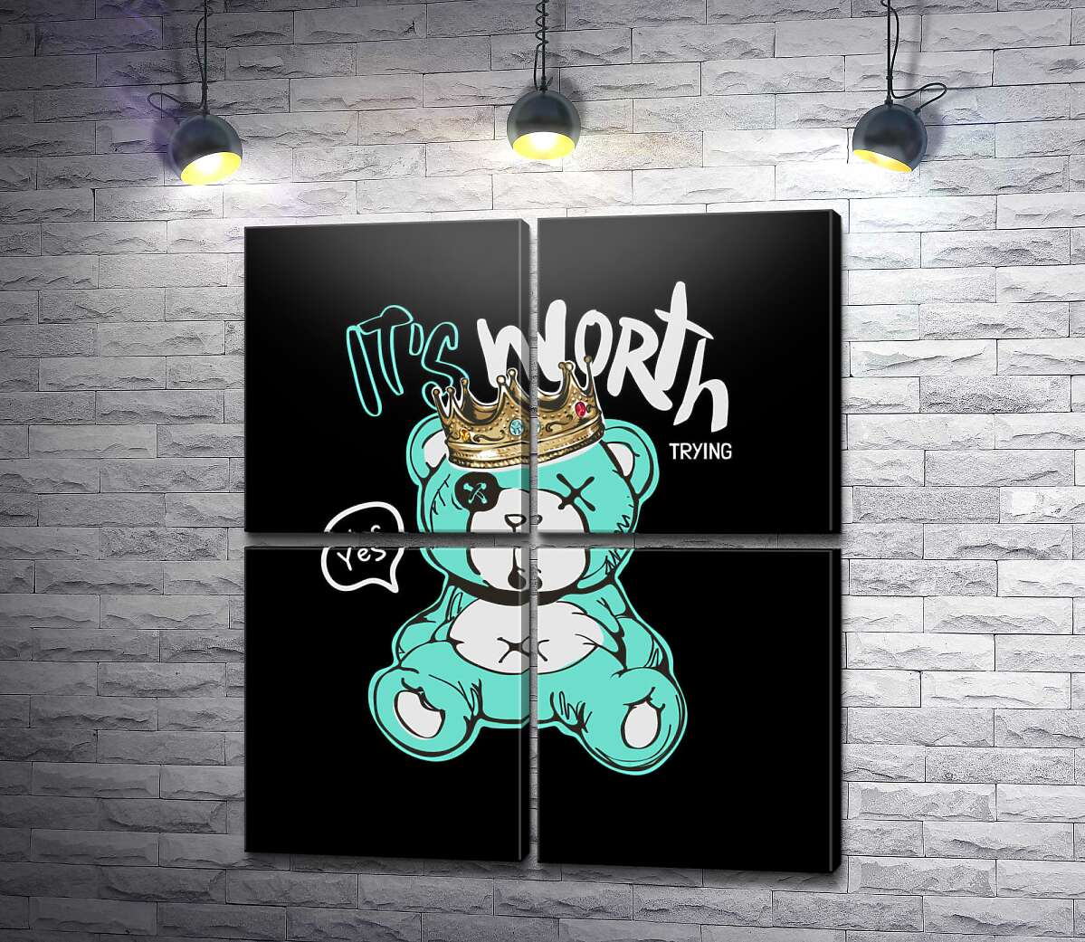 модульная картина Граффити мишка - It's Worth Trying (Модуль №25)