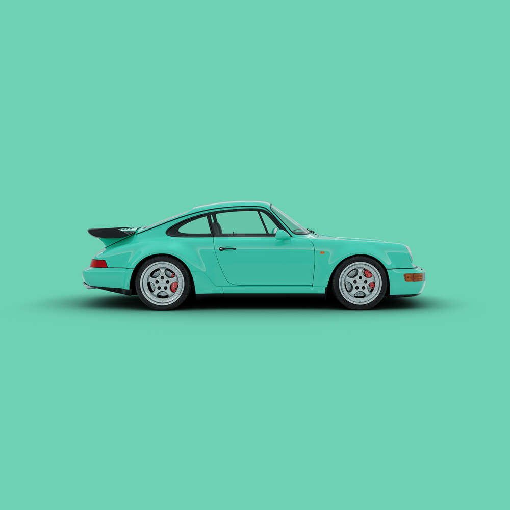 картина-постер Салатовий Porsche 911