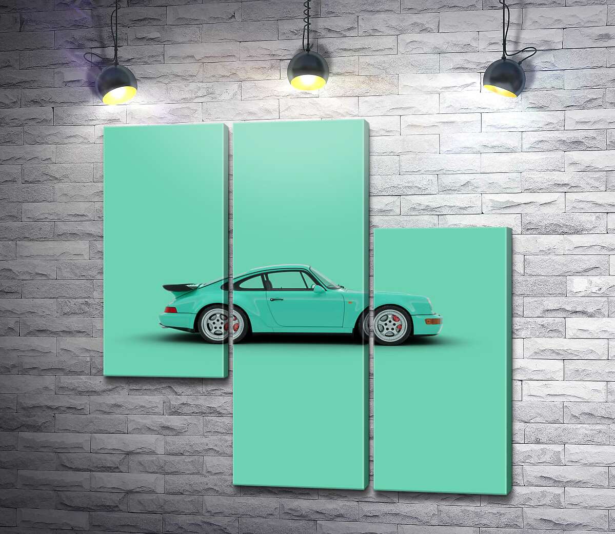 модульная картина Салатовый Porsche 911 (Модуль №13)