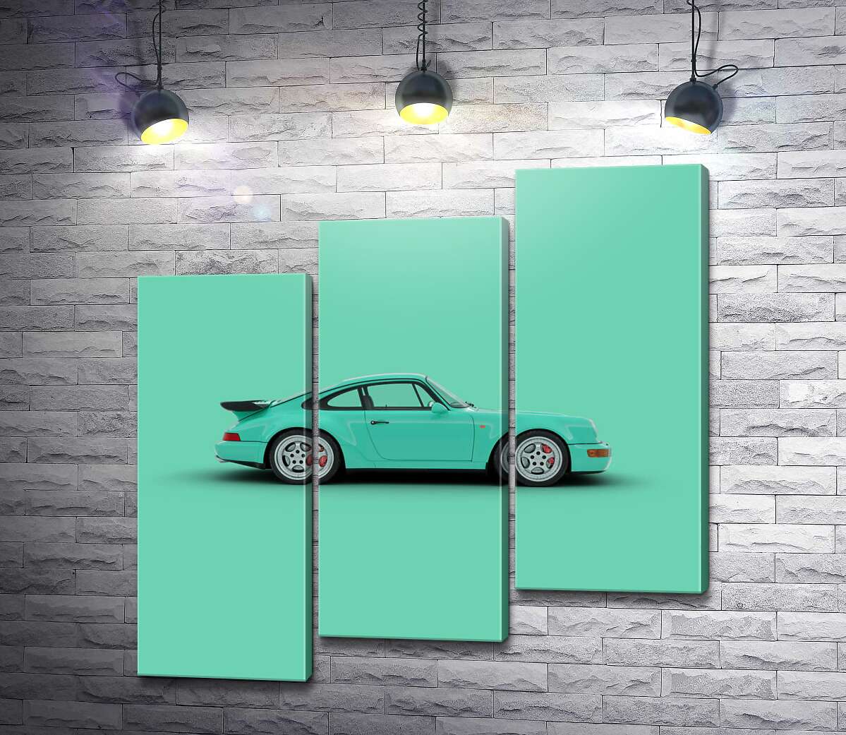 модульна картина Салатовий Porsche 911 (Модуль №14)