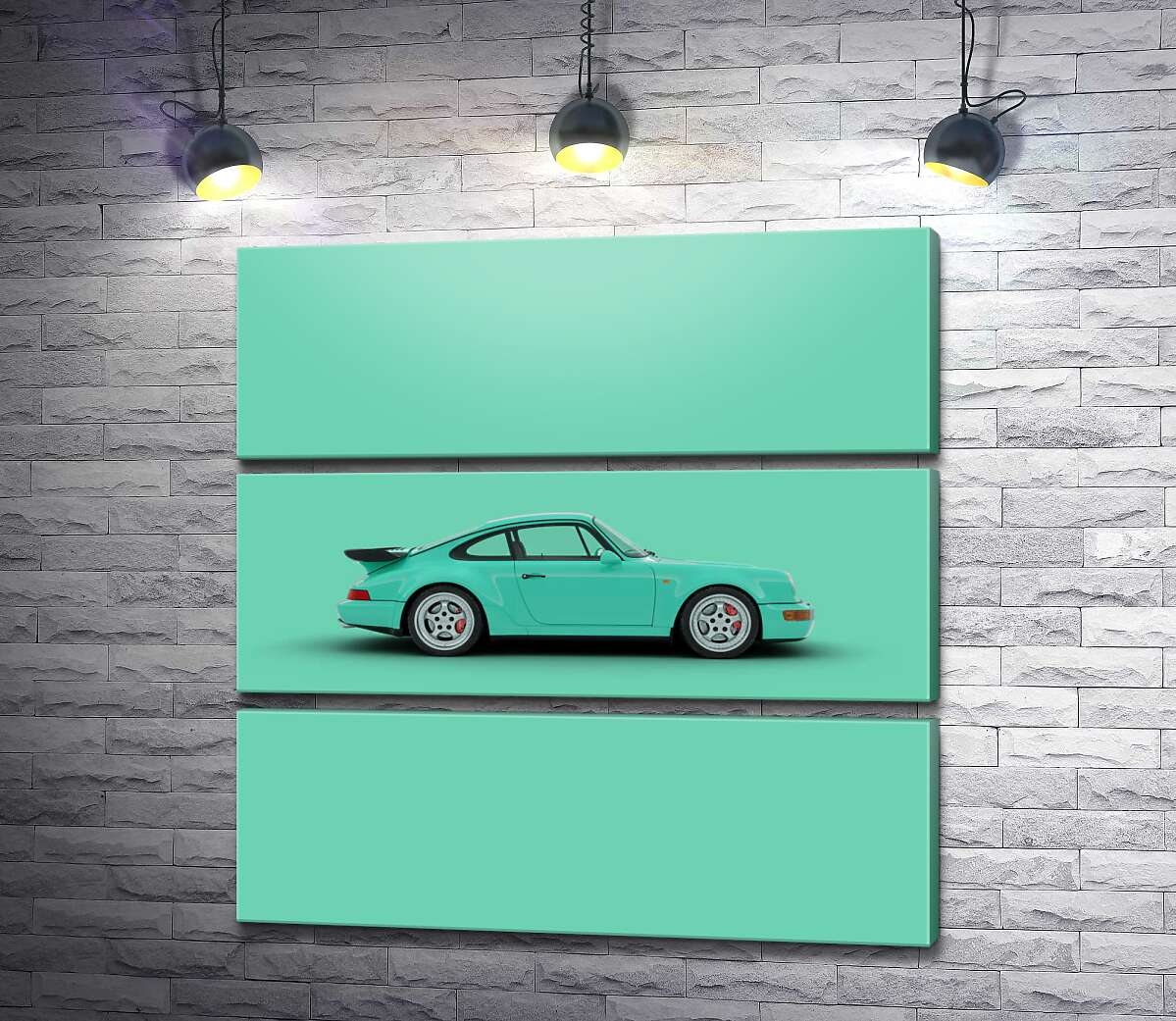 модульная картина Салатовый Porsche 911 (Модуль №15)
